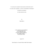 Vocabulary learning strategies and beliefs about vocabulary learning: a study of beginning university students of Russian in the United States