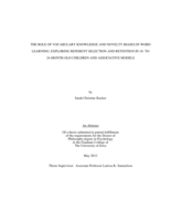 The role of vocabulary knowledge and novelty biases in word learning: Exploring referent selection and retention in 18- to 24- month-old children and associative models
