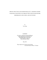 Sibling structure and gender inequality: assessing gender variation in the effects of sibling structure on housework performance, education, and occupation