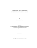 Nurse managers' moral distress in the context of the hospital ethical climate