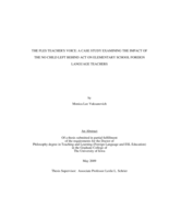 The FLES teacher's voice: a case study examining the impact of the No Child Left Behind Act on elementary school foreign language teachers
