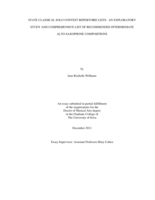 State classical solo contest repertoire lists: an exploratory study and comprehensive list of recommended intermediate alto saxophone compositions