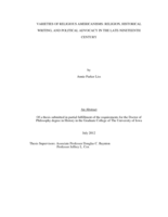 Varieties of religious Americanism: religion, historical writing and political advocacy in the late-nineteenth century