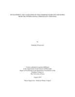 Development and validation of Thai versions of Big Five measures from the international personality item pool