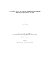 Land, power and social relations in northeastern ZImbabwe from precolonial times to the 1950s