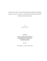 The effect of using a structured reading framework on middle school students' conceptual understanding within the science writing heuristic approach