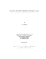 Continuous and discrete optimization techniques for some problems in industrial engineering and materials design