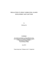 Regulators of airway submucosal glands development and functions