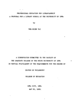 Professional education for librarianship: a proposal for a library school at the University of Iowa