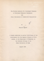 The private analysis for investment purposes of published financial statements and other information of industrial corporations