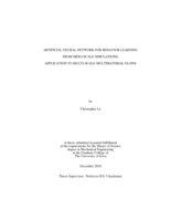 Artificial neural network for behavior learning from meso-scale simulations, application to multi-scale multimaterial flows