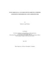 Staff sabbaticals: an examination of sabbatical purposes and benefits for higher education administrators