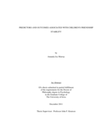 Predictors and outcomes associated with children's friendship stability