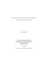 Do analyst teams issue higher quality forecasts? Evidence from analyst reports