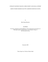Intimate partner violence, employment and social support among women seeking elective abortion services In Iowa
