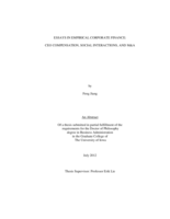 Essays in empirical corporate finance: CEO compensation, social interactions, and M&A