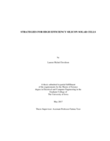 Strategies for high efficiency silicon solar cells