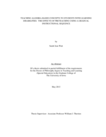 Teaching algebra-based concepts to students with learning disabilities: the effects of preteaching using a gradual instructional sequence