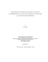 Mixed-format test score equating: effect of item-type multidimensionality, length and composition of common-item set, and group ability difference