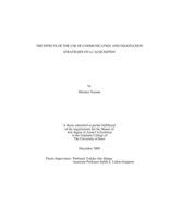 The effects of the use of communication and negotiation strategies on L2 acquisition
