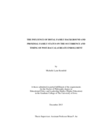 The influence of distal family background and proximal family status on the occurrence and timing of post-baccalaureate enrollment
