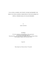 Evaluating academic and student affairs partnerships: the impact of living-learning communities on the development of critical thinking skills in college freshmen
