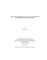 Applications, performance analysis, and optimization of weather and air quality models