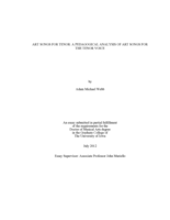 Art songs for tenor: a pedagogical analysis of art songs for the tenor voice