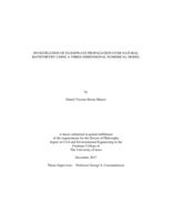 Investigation of floodwave propagation over natural bathymetry using a three-dimensional numerical model