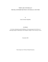 When are universals? the relationship between universals and time