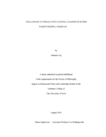 Challenges to female educational leaders in Kyber Pakhtunkhwa, Pakistan