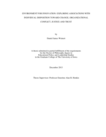 Environment for innovation: exploring associations with individual disposition toward change, organizational conflict, justice and trust