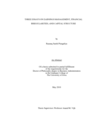 Three essays on earnings management, financial irregularities, and capital structure