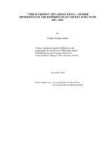 "Virusi-ukimwi": HIV-AIDS in Kenya - gender differences in the experiences of youth living with HIV-AIDS