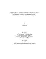 The effects of planning on L2 writing: a study of Korean learners of English as a foreign language