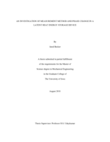 An investigation of measurement method and phase change in a latent heat energy storage device