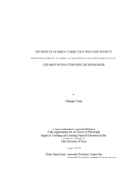 The effects of error correction with and without reinforcement on skill acquisition and preferences of children with autism spectrum disorder