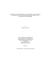 Perceptions and experiences of friendship and loneliness in adolescent males with high cognitive ability and autism spectrum disorder