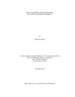 The acquisition of English glides by native speakers of Korean