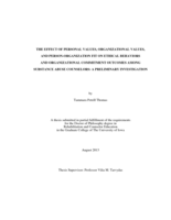 The Effect of Personal Values, Organizational Values, and Person-Organization Fit on Ethical Behaviors and Organizational Commitment Outcomes among Substance Abuse Counselors: A Preliminary Investigation