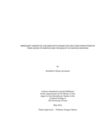 Immigrant parents of children with disabilities and their perceptions of their access to services and the quality of services received
