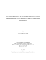 Evaluating the effects of the self-advocacy strategy on student participation in educational meetings for middle school students with disabilities