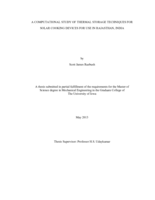 A computational study of thermal storage techniques for solar cooking devices for use in Rajasthan, India