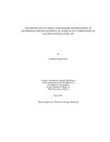 The importance of micro-topographic heterogeneity in determining species diversity of alpine plant communities of Glacier National Park, MT