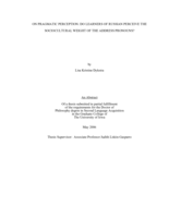 On pragmatic perception: do learners of Russian perceive the sociocultural weight of the address pronouns?