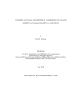 Academic and social experiences of undergraduate college students at a branch campus: a case study