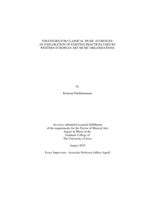 Strategies for classical music audiences: an exploration of existing practices used by western European art music organizations