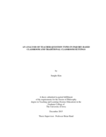 An analysis of teacher question types in inquiry-based classroom and traditional classroom settings