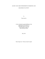 Apathy and care environments in dementia and measures of activity