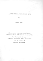 Labor in national politics since 1871